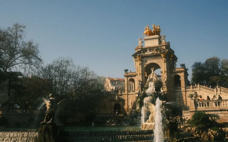Scenic view of Cascada Monumental fountain in Parc de la Ciutadella, Barcelona, Spain.