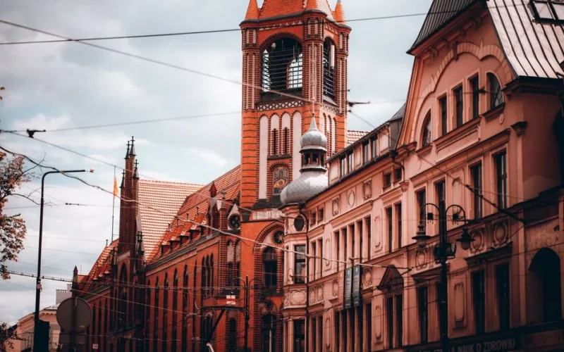 Stunning Gothic architecture showcasing historic towers in Bydgoszcz, Poland.