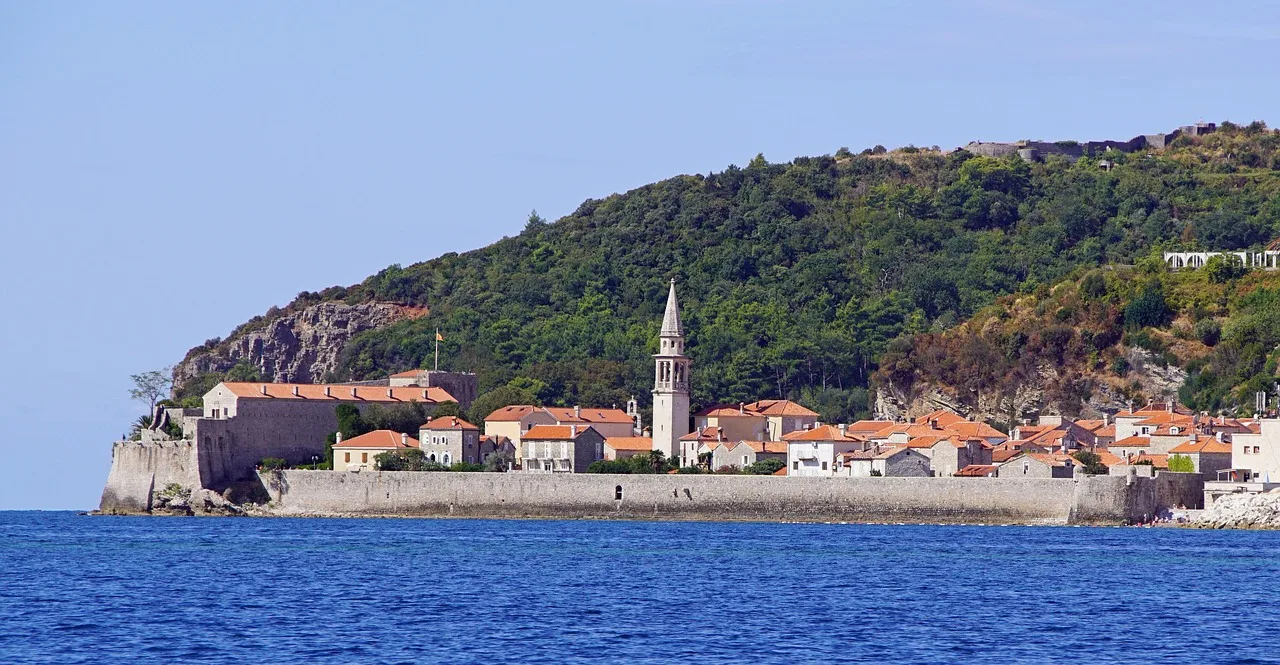 adriatyk, budva, czarnogóra, morze, historycznie, mediterranean, natura, bałkanów, wakacje, kościół, wyspa, wybrzeżu, beach, lato, wody, niebo, podróż, krajobraz, piasek, zatoka, twierdza