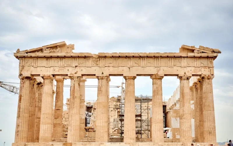 Explore the magnificent ancient ruins of the Parthenon, an iconic landmark in Athens, Greece.
