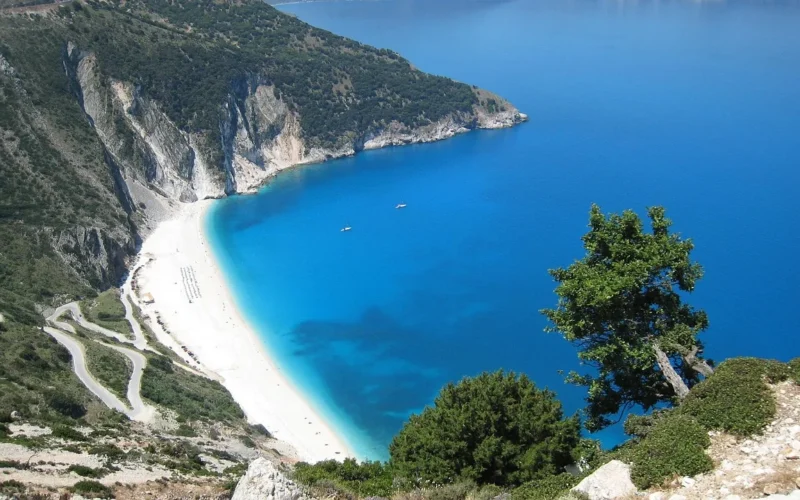 plaża, natura, grecja, wyspa kefalonia, morze, plaża myrtos, zatoka