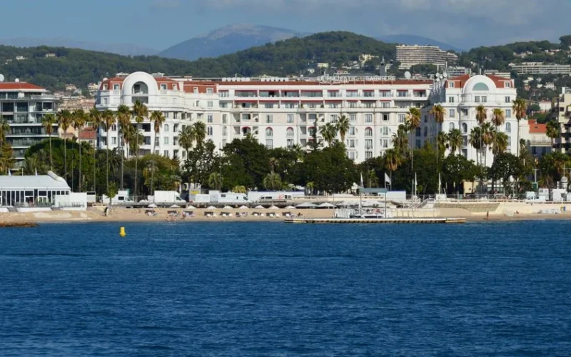Elegant beachfront resort on the French Riviera with stunning sea view.