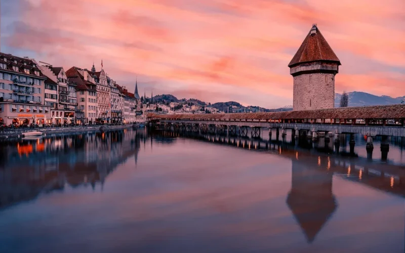 europa, szwajcaria, lucerna, miasto, natura, architektura, budynek, pływ, zachód słońca, podróżować, zdjęcie