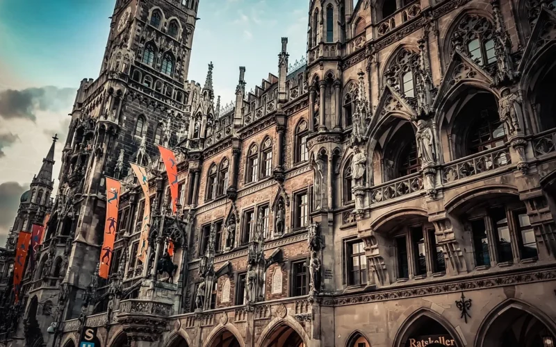 monachium, niemcy, bayern, hdr, marienplatz
