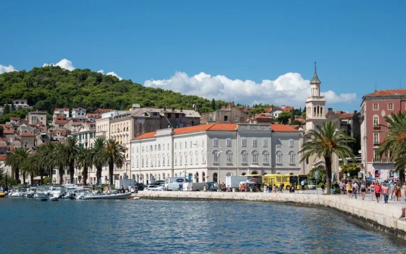Explore the vibrant waterfront and stunning architecture of Split, Croatia on a sunny day.