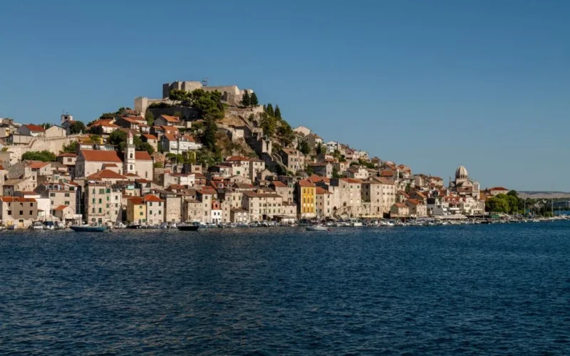 Captivating landscape of Šibenik's old town and St. Michael's Fortress in Croatia.