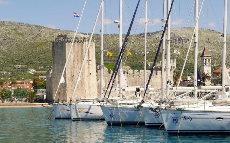 morze, natura, żaglówka, twierdza, trogir, port