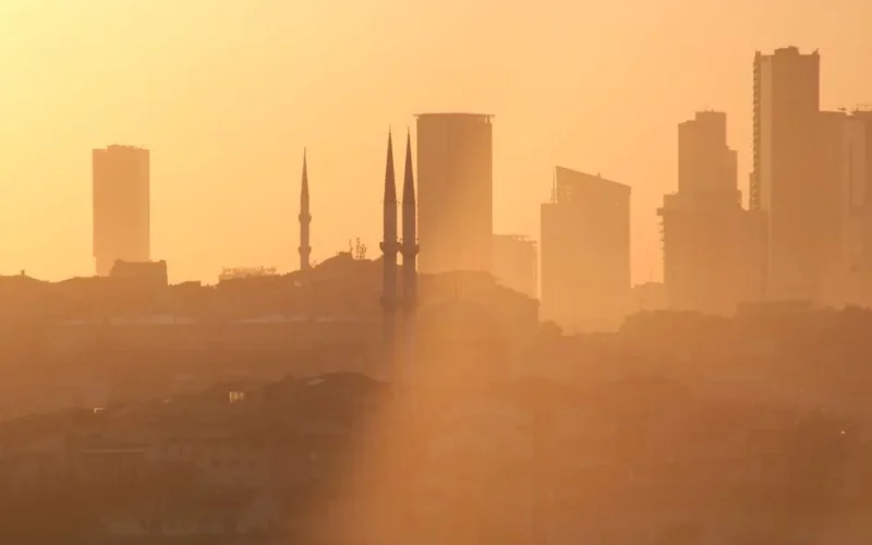 A captivating view of Istanbul's skyline at sunset, highlighting iconic minarets.